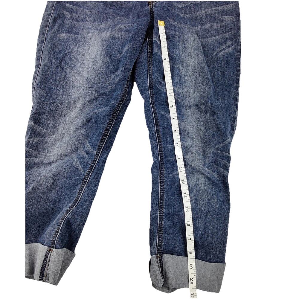 Indigo Rein Capri Jeans Juniors 11 Blue Medium Wash Distressed Cuffed 32x20 - Picture 6 of 9